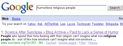 Google search for humorless religious people