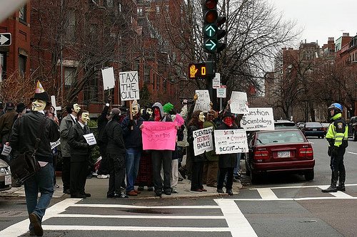 Anonymous photo of Boston Anti-Scientology protest (15 March 2008)