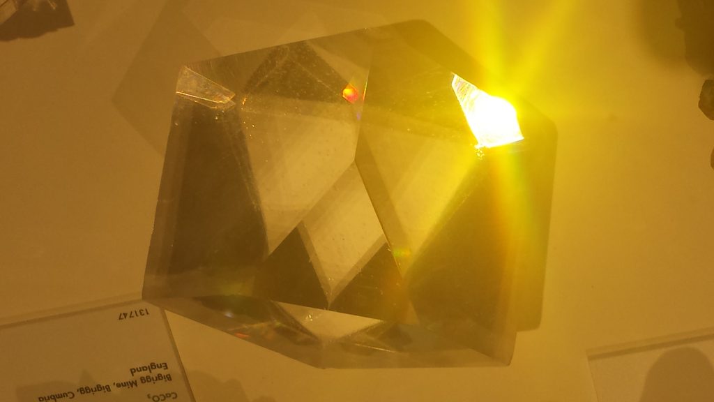 large clear calcite crystal, Harvard Museum of Natural History